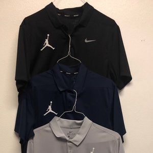 Michael Jordan golf polo shirts (3) size L - Black, Blue, and Light Grey